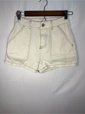 Rachel Paige Women High-Rise Cream Utility Jean Shorts Size XS